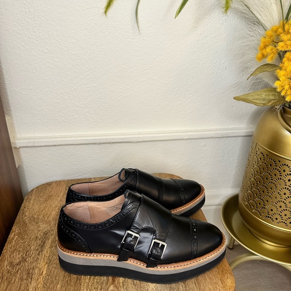 Halogen Black Leather Cap Toe Platform Monk Strap Oxford
Shoes NWOT - Picture 4 of 7